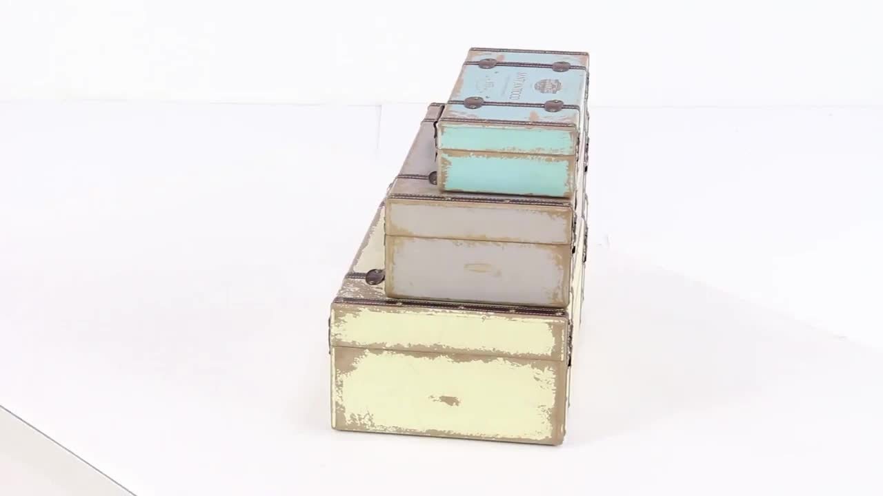 Litton Lane Multi Colored Wood Nesting Trunk with Vintage Accents