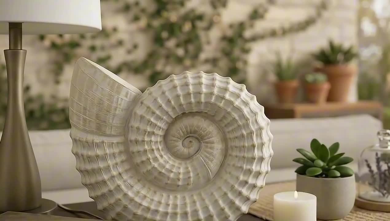 Liv & Skye White 12 in. x 11 in. Polyresin Woven Coastal Shell