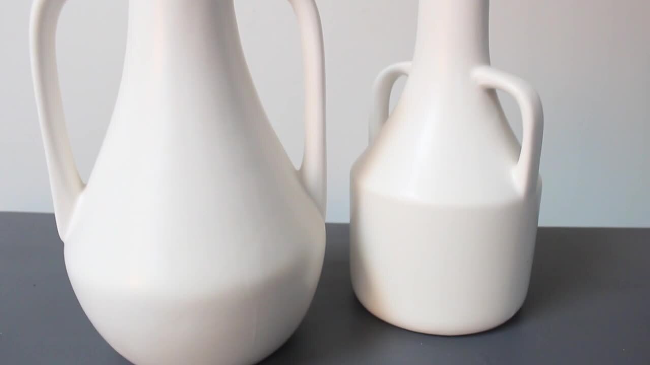 11.5 in. and 9 in. Modern White Jug Vase - (Set of 2)