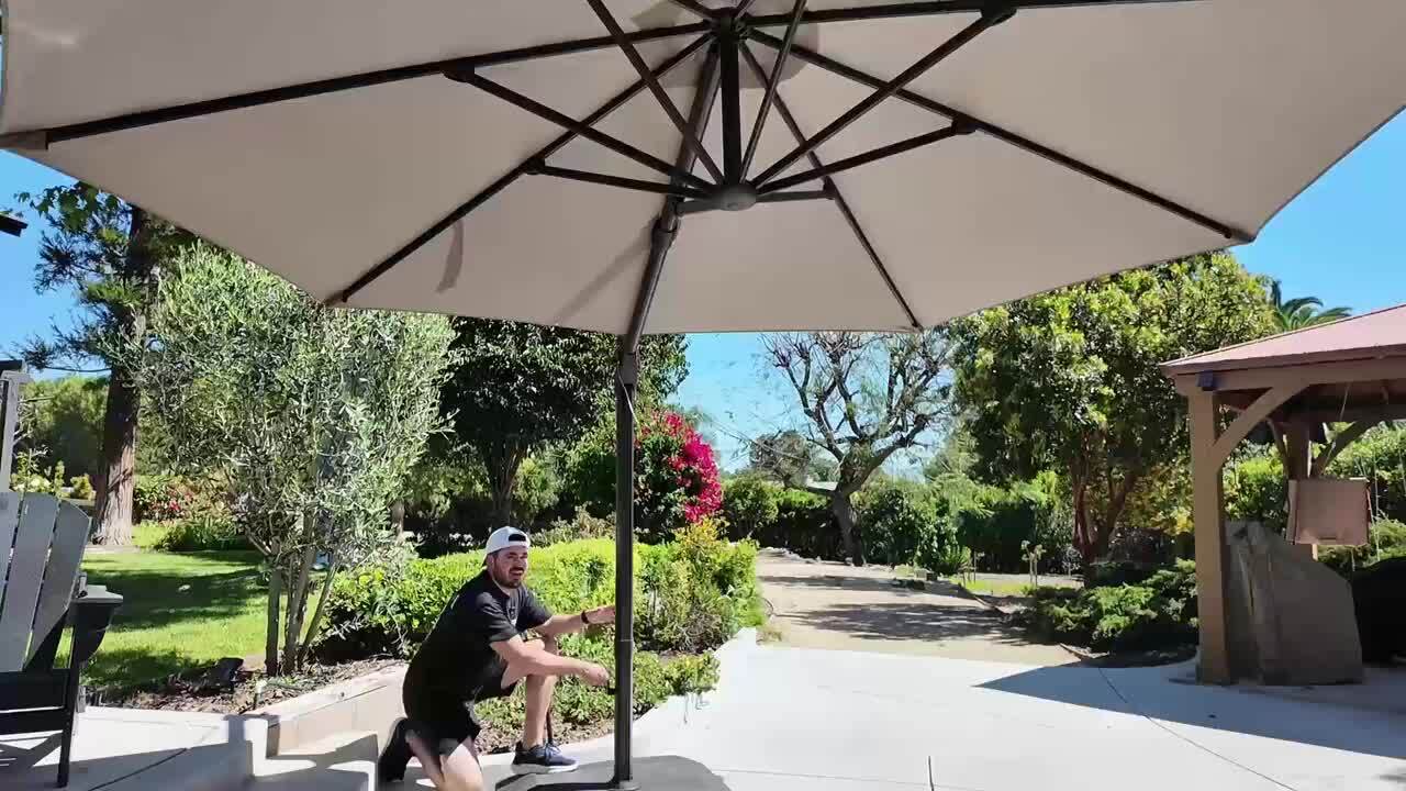 10 ft outdoor patio cantilever offset umbrella 10 FT Patio Offset Umbrella Outdoor Cantilever Umbrella, 24 Month Fade   Eco Trade Company