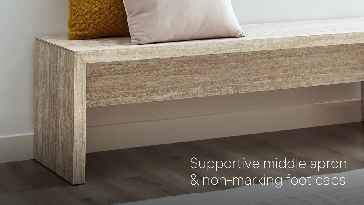 MODWAY Mirella Long Dining Bench Travertine 62 in. EEI-6773-TRA