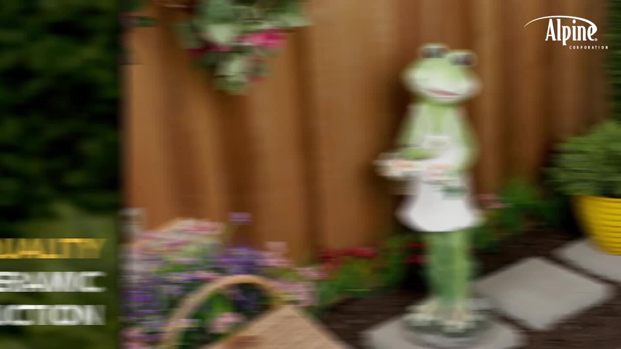 Alpine Corporation 31 in. Tall Frog in White Dress Garden Statue