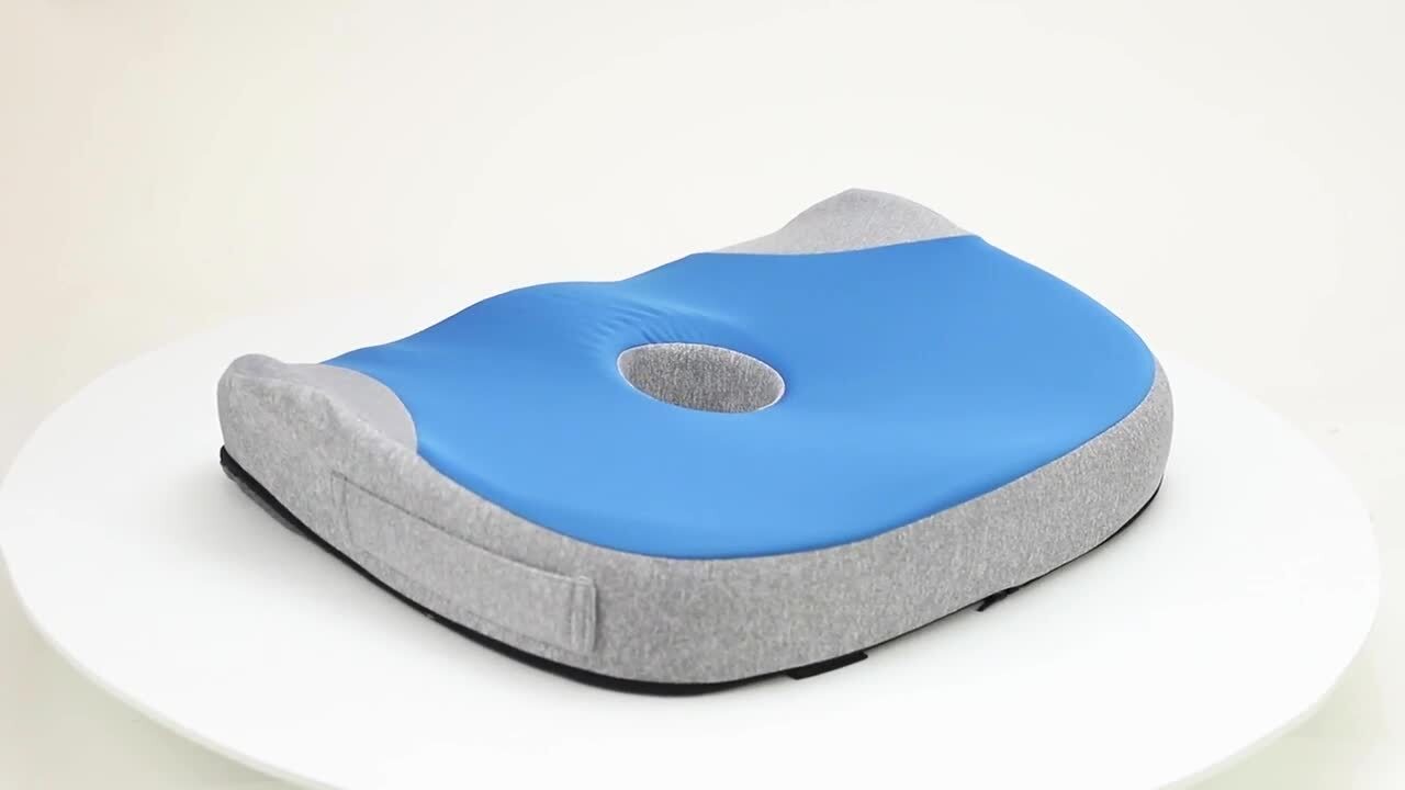 Blue Gray Memory Foam Office Chair Cushion Ergonomic Orthopedic 18.25 in. L x 14.25 in. W x 2.75 in. H