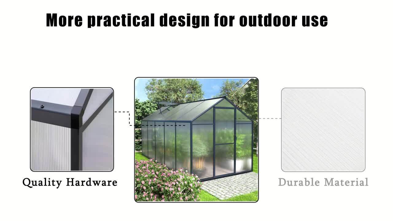 VEIKOUS 6 ft. W x 10 ft. D Polycarbonate Greenhouse For Outdoors