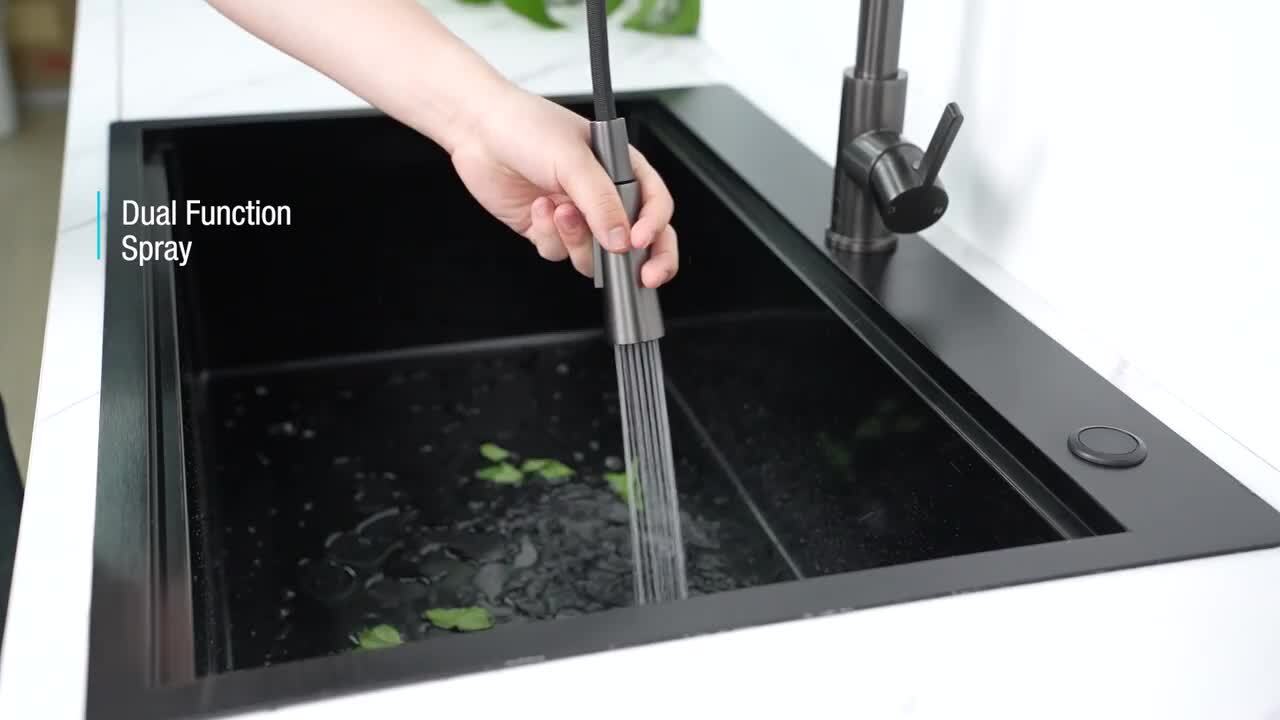 Glacier Bay 33 in. Undermount Double Bowl 18 Gauge Gunmetal Black