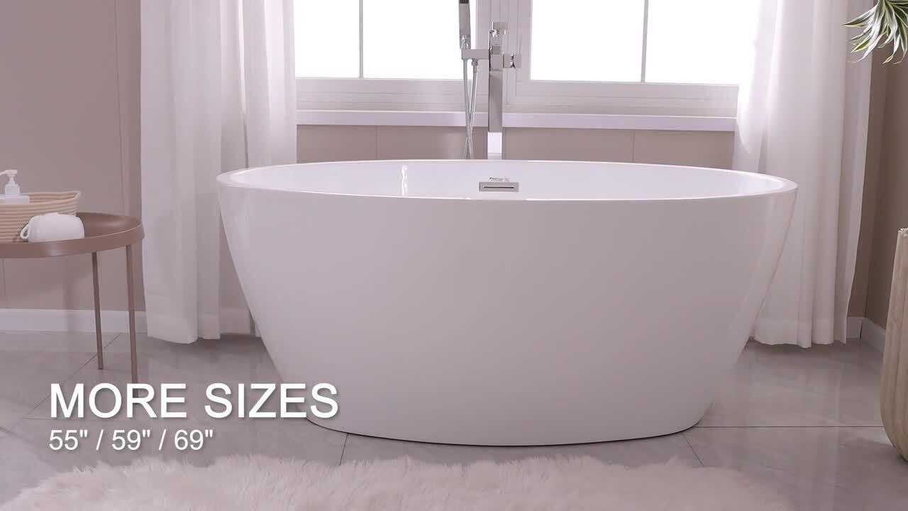 Amiens 69 in. Acrylic Flatbottom Freestanding Bathtub in White Amiens 69 in. Acrylic Flatbottom Freestanding Bathtub in White