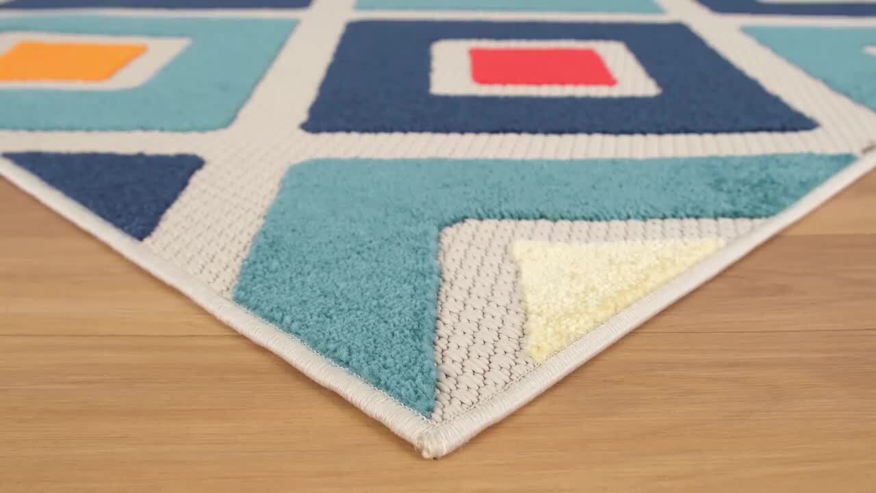 E by design Trio of Trees 2 x 3' Geometric Print Indoor/Outdoor Rug Royal Blue