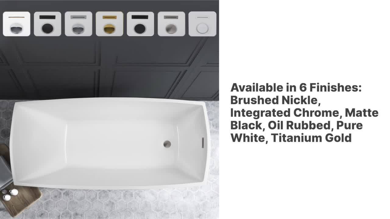 66.96 in. Acrylic Center Drain Rectangular Double Ended Flatbottom Freestanding Bathtub in Glossy Black 66.96 in. Acrylic Center Drain Rectangular Double Ended Flatbottom Freestanding Bathtub in Glossy Black