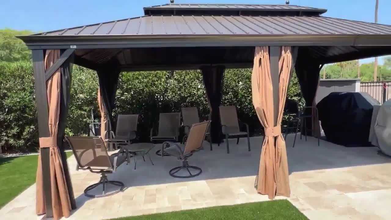 PURPLE LEAF 14 ft.x 20ft.Bronze Luxury Aluminum Frame Hardtop