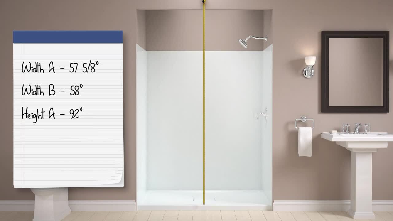 KOHLER Gradient 59-5/8 in. x 70-1/16 in. Semi-Frameless Sliding Shower Door in Bright Polished Silver with Frosted Glass