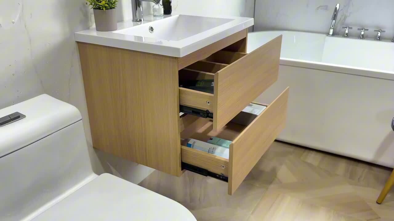 Nets 32 in. W x 14 in. D x 21 in . H Floating Bathroom Vanity in Natural Oak with White Solid Surface Top