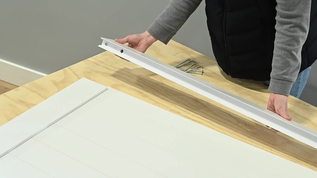 36 in. x 84 in. Millbrooke White H Style Ready to Assemble PVC Vinyl Sliding Barn Door with Hardware Kit 36 in. x 84 in. Millbrooke White H Style Ready to Assemble PVC Vinyl Sliding Barn Door with Hardware Kit