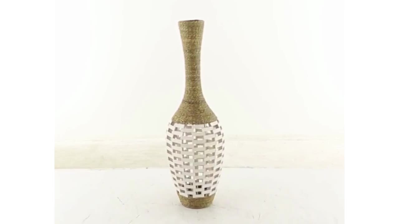 Litton Lane Brown Handmade Wrapped Tall Floor Seagrass Decorative Vase with  Open Framed Cream Bamboo Center 043001 - The Home Depot
