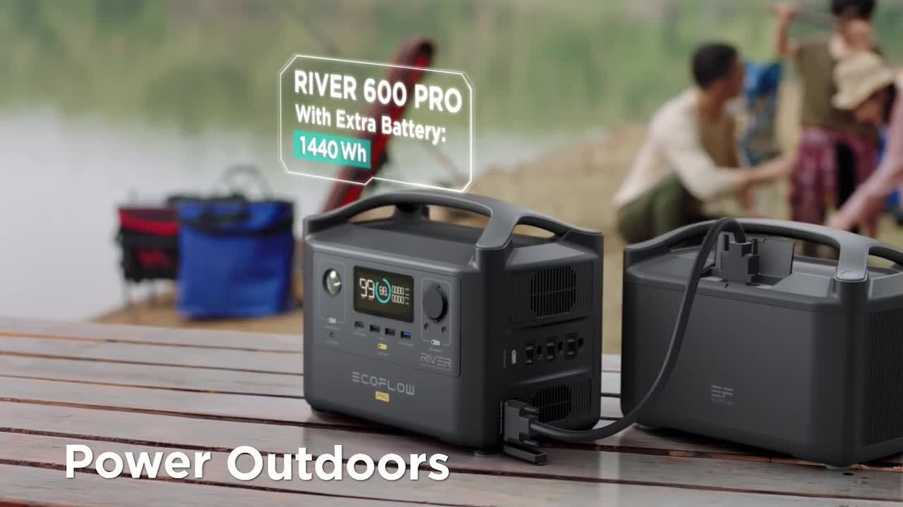 600W Output/1200W Peak Push-Button Start Battery Generator RIVER Pro Fast  Charging for Home Backup Power, Camping , RVs