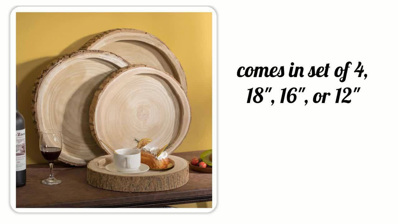 Vintiquewise 18 Dia in. Beige/Cream Wood Tree Bark Indented