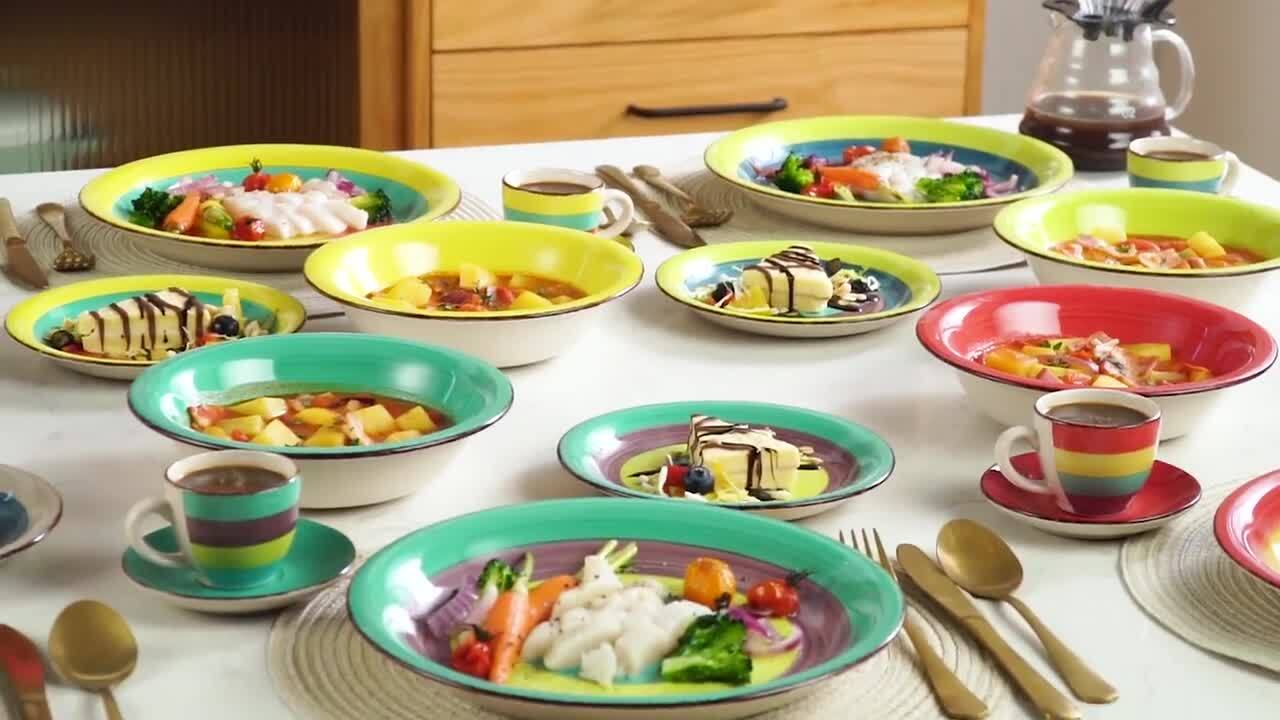 vancasso Arco 18-Piece Multicolor Stoneware Dinnerware Set