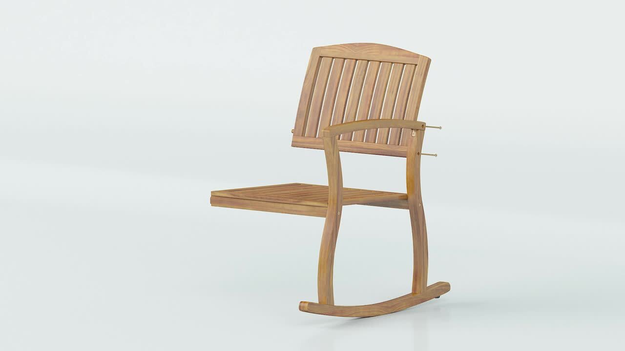 Selma teak finish wood outdoor rocking chair with cream cushion new arrivals