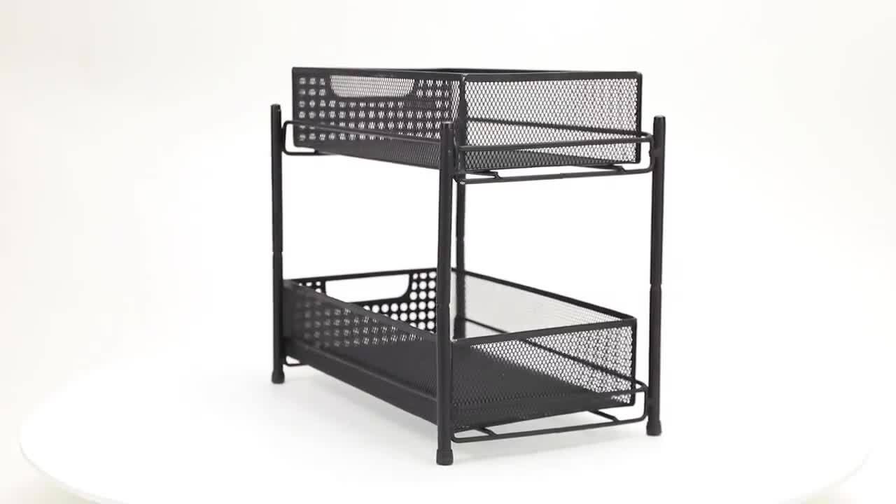 SimpleHouseware 2 Tier Cabinet Wire Basket Drawer Organizer, Grey