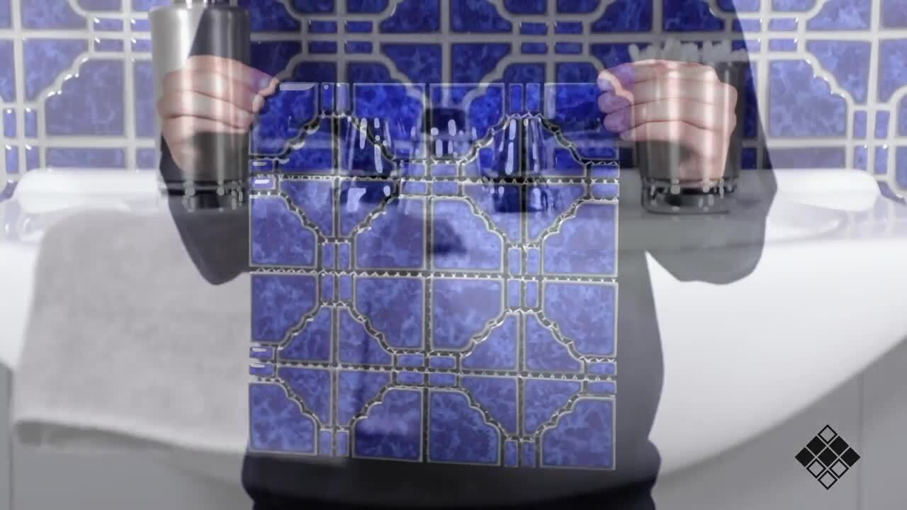 青いお月様　Melloglass Merola Tile Osaka Blue Cloud 11-3/4 in. x 11-3/4 in. Porcelain