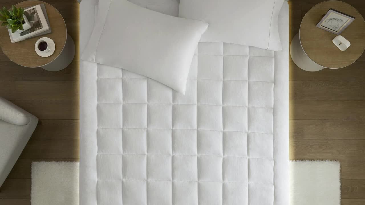 【Anyone more】[Plan] Poen Reversible Check Fluffy Padding Madison Park Heavenly Soft White Twin XL Overfilled Plush
