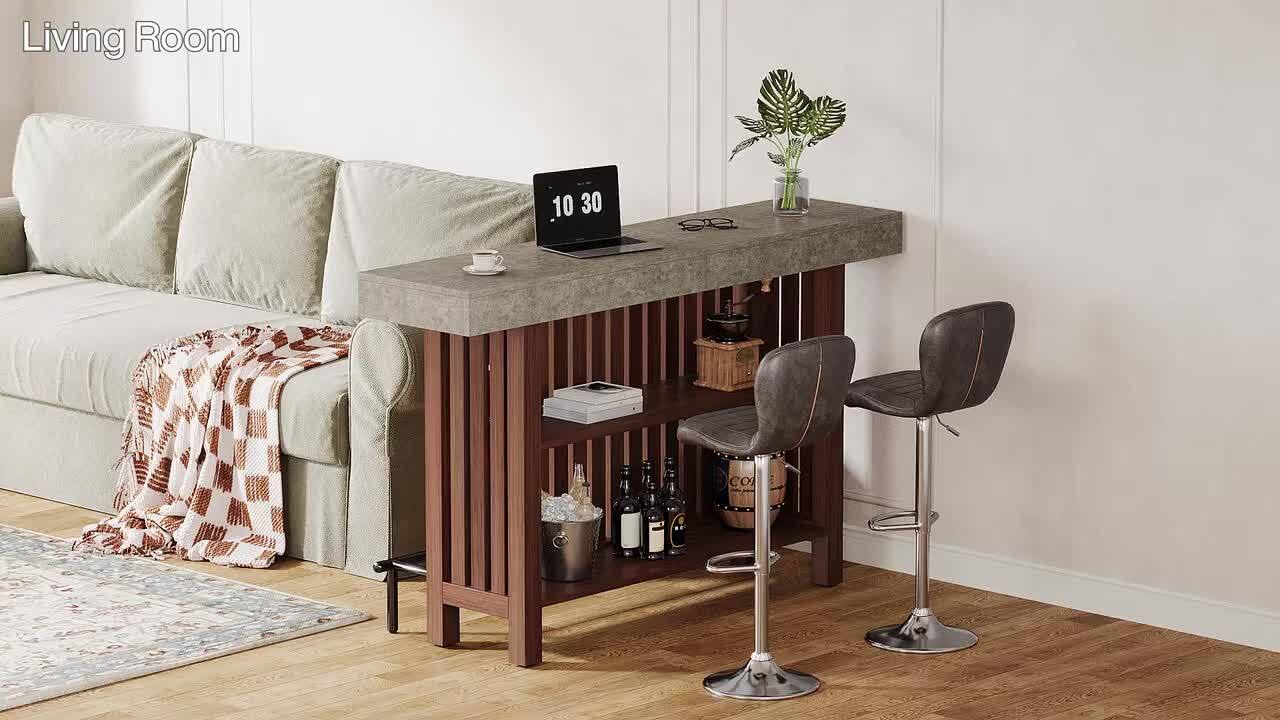 Home Bar Tribesigns Unit L-Shaped Liquor Bar Table With Stemware Racks And  2 Tier Shelves Corner Mini Bar Cabinet Coffee Bar Table With Footrest For  Bar Counter, image size:1280x720