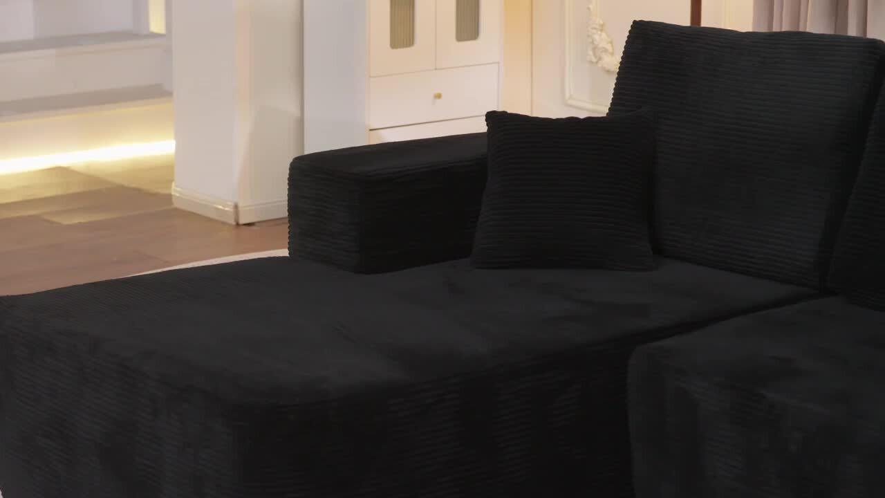 Allwex VIVI 104 in. Wide Arm 2-Piece Corduroy Fabric L-Shape