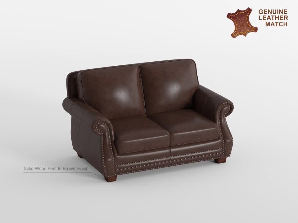 Lazzara Martina 64.5 in. W Black Leather 2-Seater Love Seat