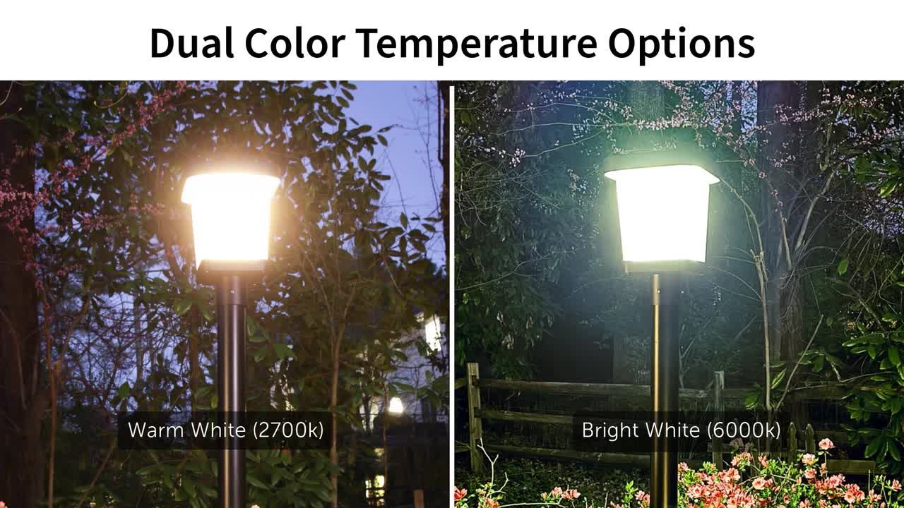 GAMA SONIC 1-Light Black Aluminum Solar Post Light, Outdoor