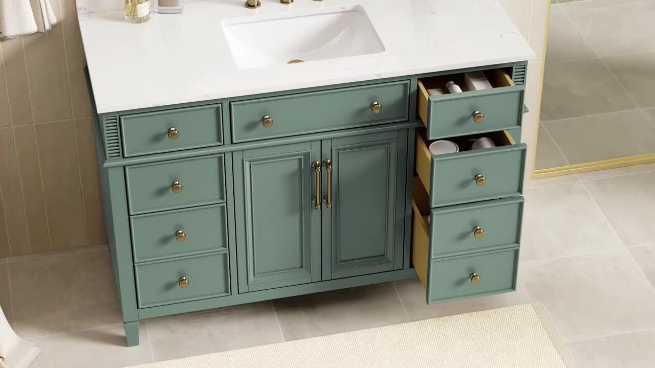 DELUXE DL LIVING Lissa 49 in. Single Sink Freestanding Sea Green