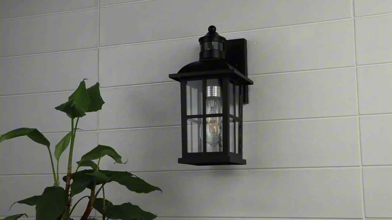 C Cattleya Matte Black Motion Sensing Outdoor Hardwired Wall