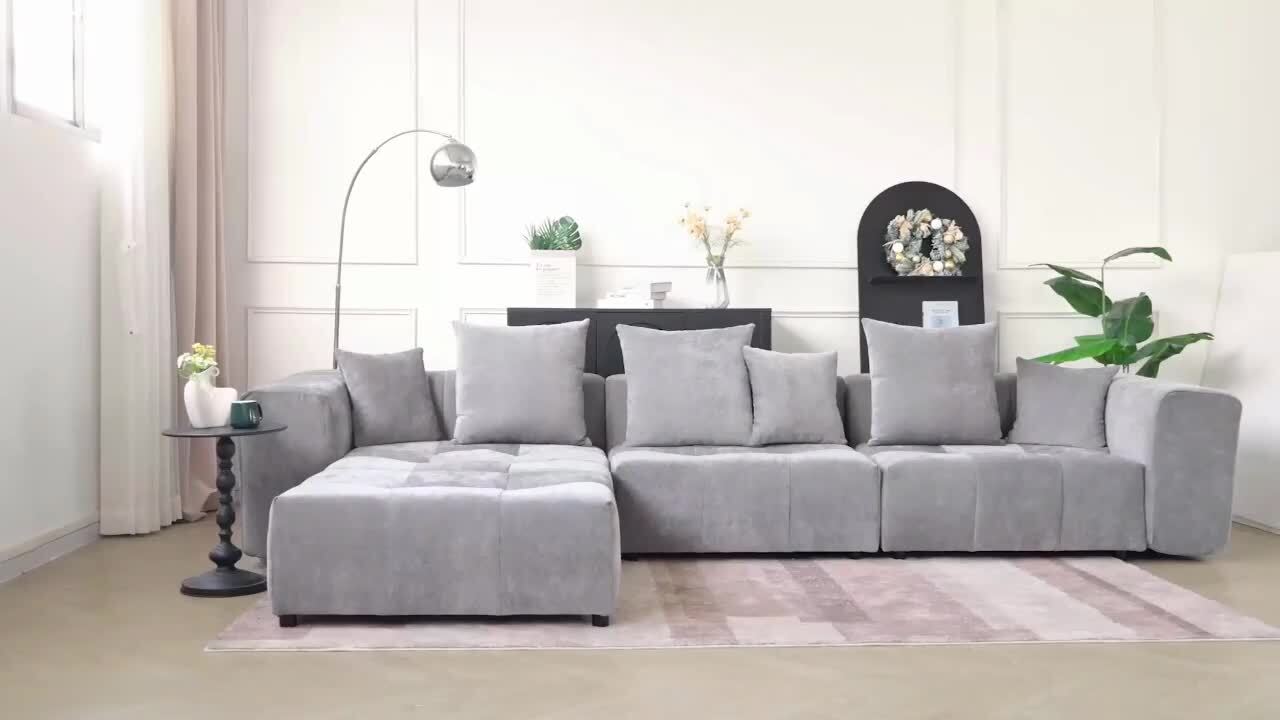 Magic Home 105 in. Oversized Square Arm Linen Rectangle Modular Magic Home 105 in. Oversized Square Arm Linen Rectangle Modular
