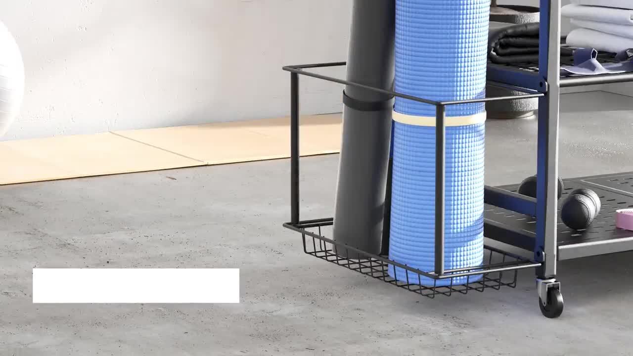 Yoga Mat Rack Wooden, 6 Compartment Yoga Mat Storage Holder, Freestanding  Foam Roller Stand and Carpets Organizer Box for Gym/Kindergarten (Color 