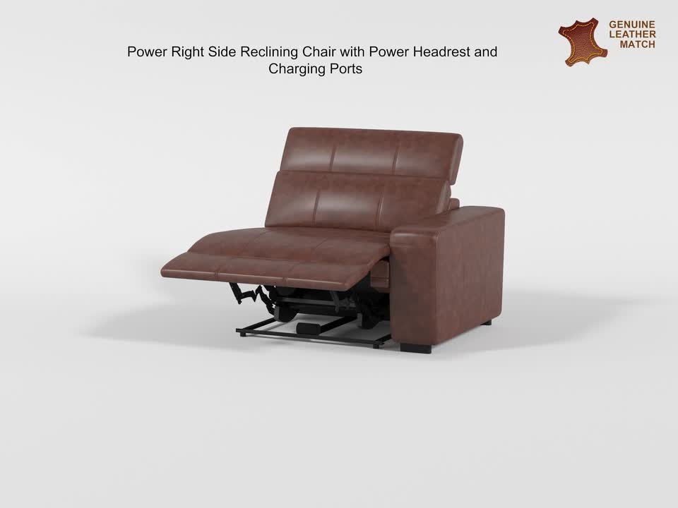 Lazzara Tellot Brown Leather Power Armless Recliner with Power