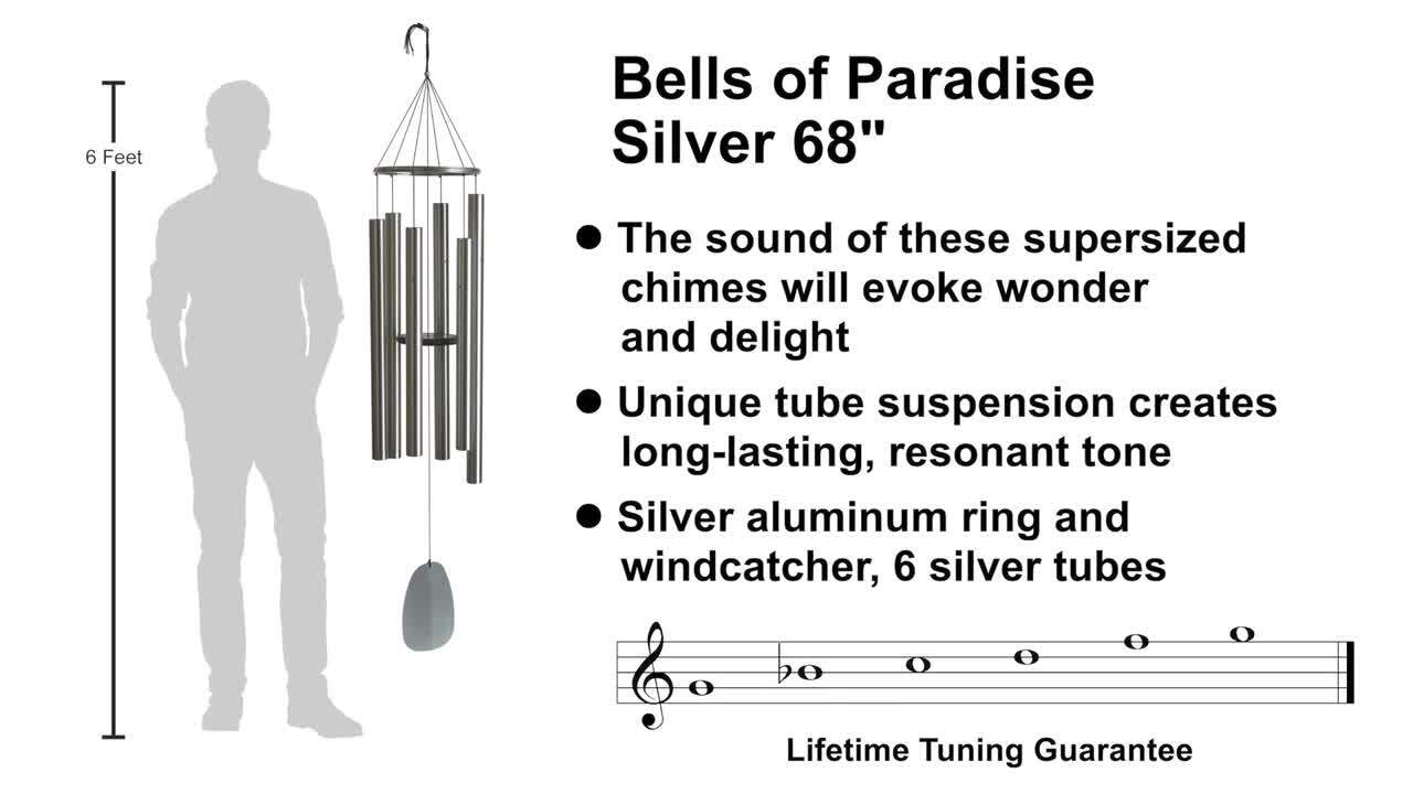 Signature Collection, Bells of Paradise, 68 in. Silver Wind Chime