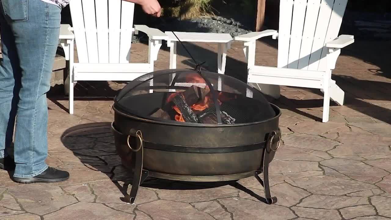 Sunnydaze Cauldron 24 in. x 23 in. Round Steel Wood Fire Pit