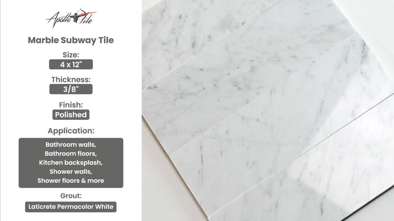 Apollo Tile (Sample) White 4-in x 12-in Polished Marble Floor and Wall Tile