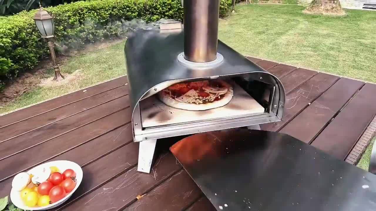 Master Cook Pizza Ovens Wood Pellet Pizza Oven Wood Fired Pizza Maker Portable Stainless Steel Pizza Grill, Silver