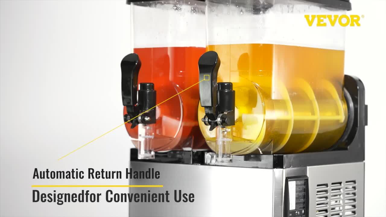 1055 oz. Commercial Slushy Machine 15L x 2 Tanks Frozen Drink Machine Snow Cone Machine Margarita Machine 1000W