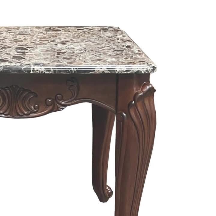 Acme Furniture Nayla 27.75 in. Natural Marble Top and Cherry
