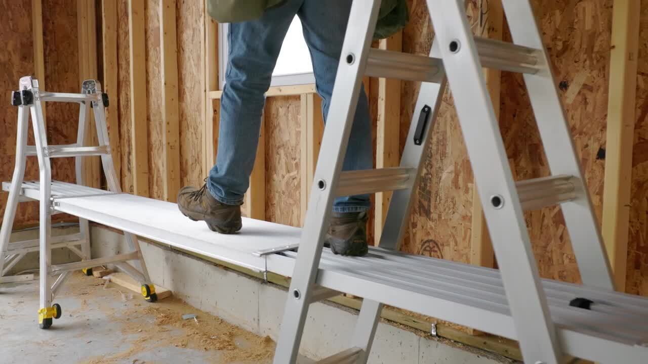 Gorilla Ladders 22 ft. Aluminum Ladder, Rail Brackets, Step