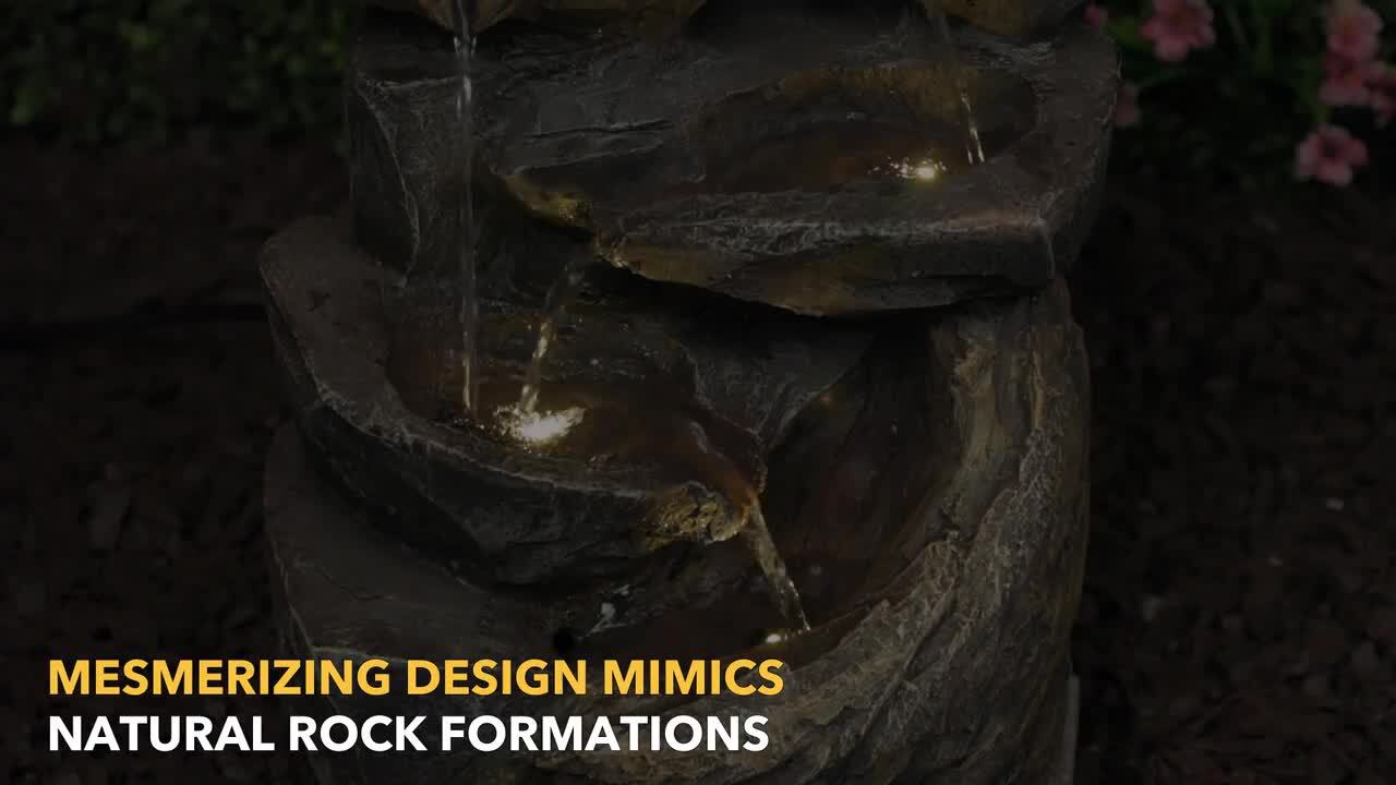 フォンテーヌFONTAINE Alpine Corporation Cascading Rock Fountain with Warm White