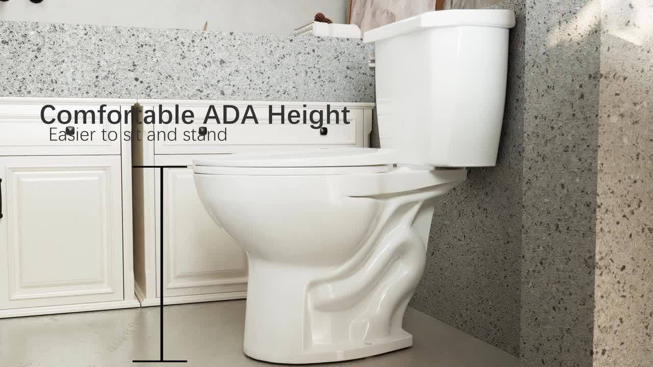 American Standard H2Option White WaterSense Elongated Standard Height 2-Piece Toilet 12-in Rough-In Size (ADA Compliant)