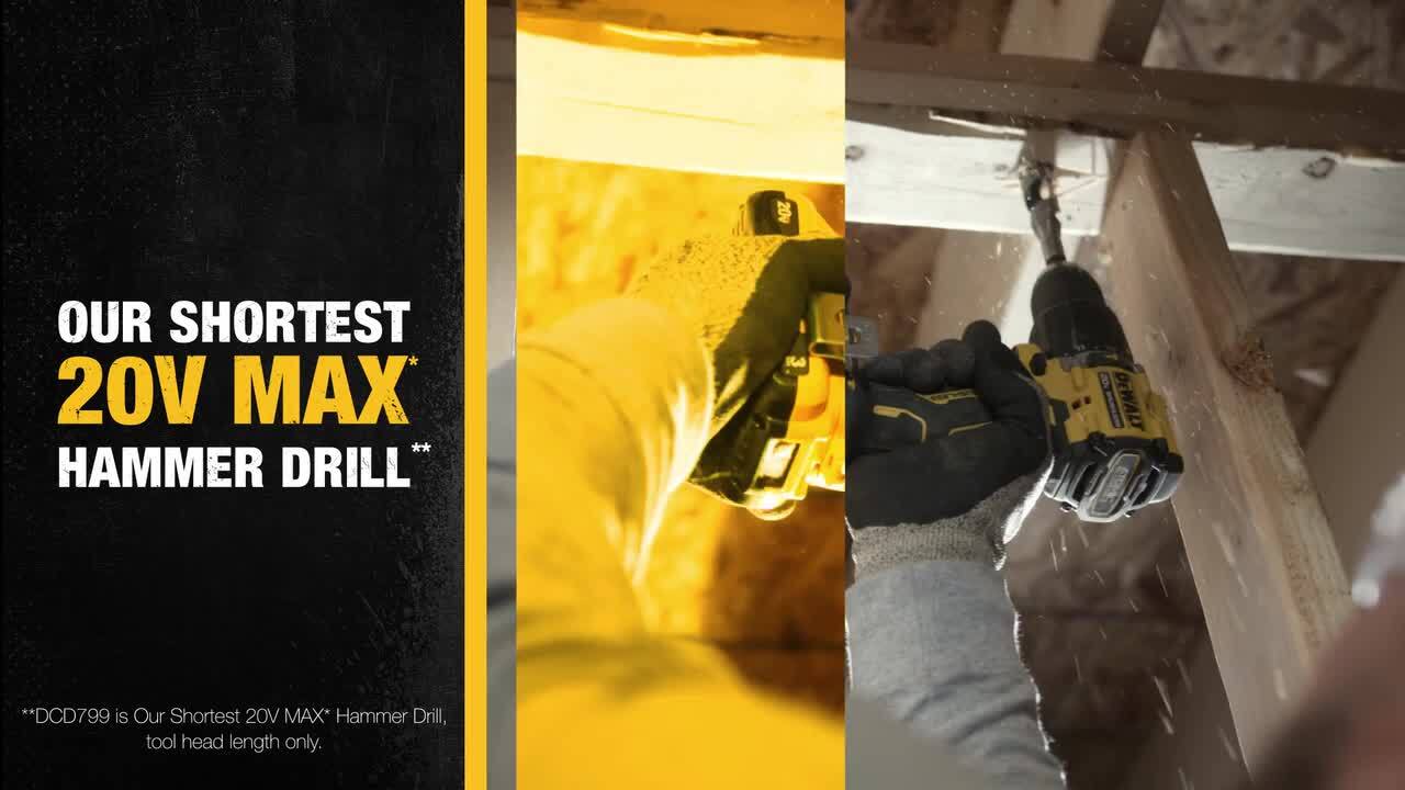 20-Volt MAX Lithium-Ion Cordless Brushless 1/2 in. Compact Hammer Drill with Battery 3.0Ah, Charger and Tool Bag