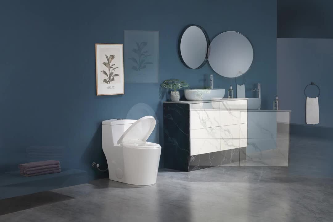 Dual-Flush 1.1 GPF/1.6 GPF One-Piece Toilet in White with Soft Closing Seat Included High-Efficiency Water Sense Dual-Flush 1.1 GPF/1.6 GPF One-Piece Toilet in White with Soft Closing Seat Included High-Efficiency Water Sense