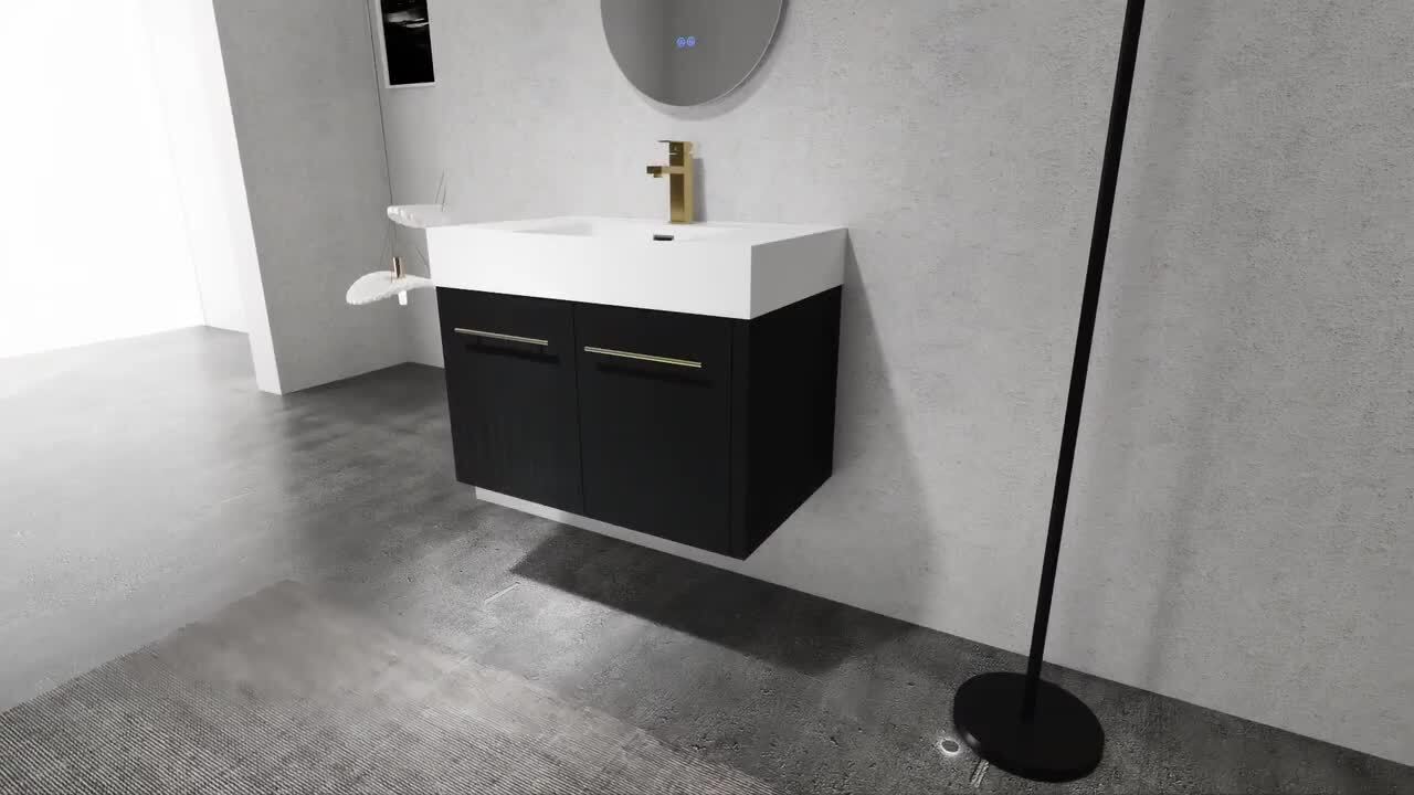 Axel 60 in. W x 21.7 in. D x 23 in. H Floating Bath Vanity in Ash with White Acrylic Top