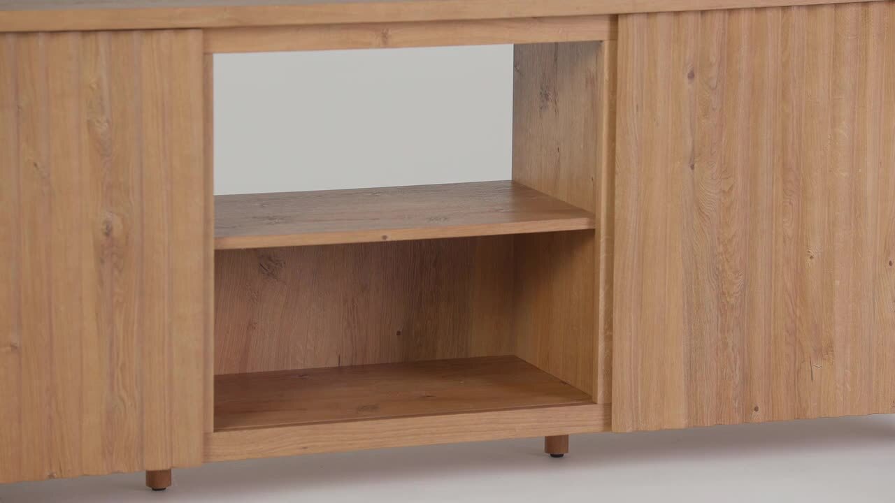 Walker Edison Supporto TV Portsmouth Classic 2, In Vetro E Legno Noce Scuro, Per TV Fino A 80", 177,8 Cm