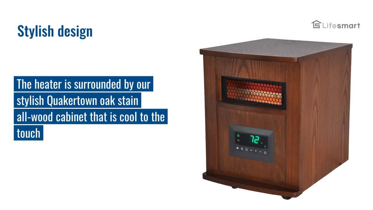 Lifesmart Portable 6 Element Infrared Heater w/ Remote, Timer, Oak Wood  Cabinet, Small-Medium Rooms, 3-Settings, Cool to Touch LS-1000X-6W-IN - The Home  Depot