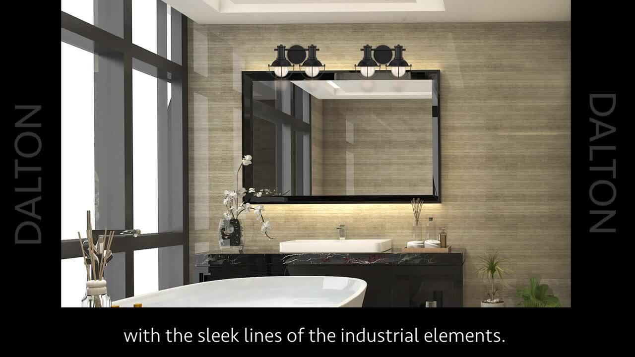 Designers Fountain - Dalton 23 in. 3-Light Matte Black Industrial Vanity Light with Open Cage Design