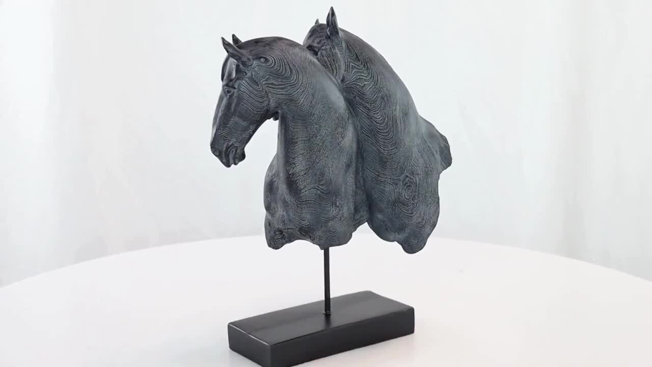 Litton Lane Black Resin Bust Inspired Horse Sculpture with