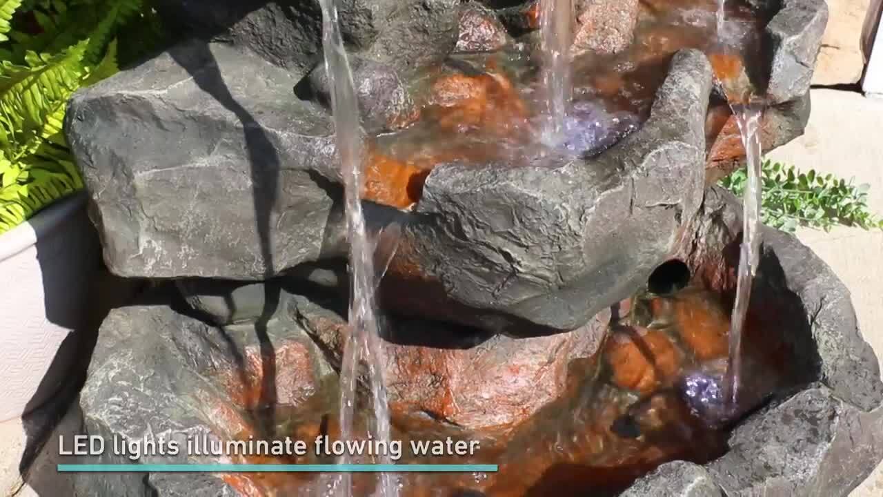 Sunnydaze 32 in. Layered Rock Outdoor Waterfall Fountain Sunnydaze 32 in. Layered Rock Outdoor Waterfall Fountain